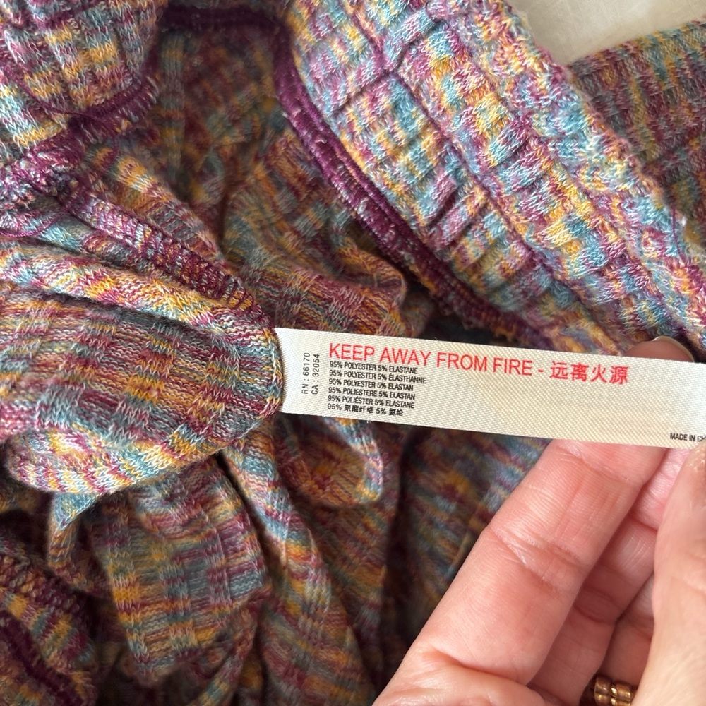 Daily Practice Anthropologie Multicolor Wide Leg Ribbed Flounce Pants XSP - Picture 9 of 9